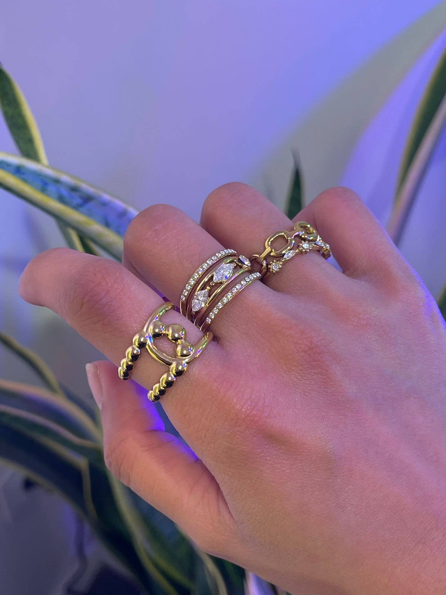 Bague ajustable en acier inoxydable Mogo avec zirconias blancs - Bijoux Bravo