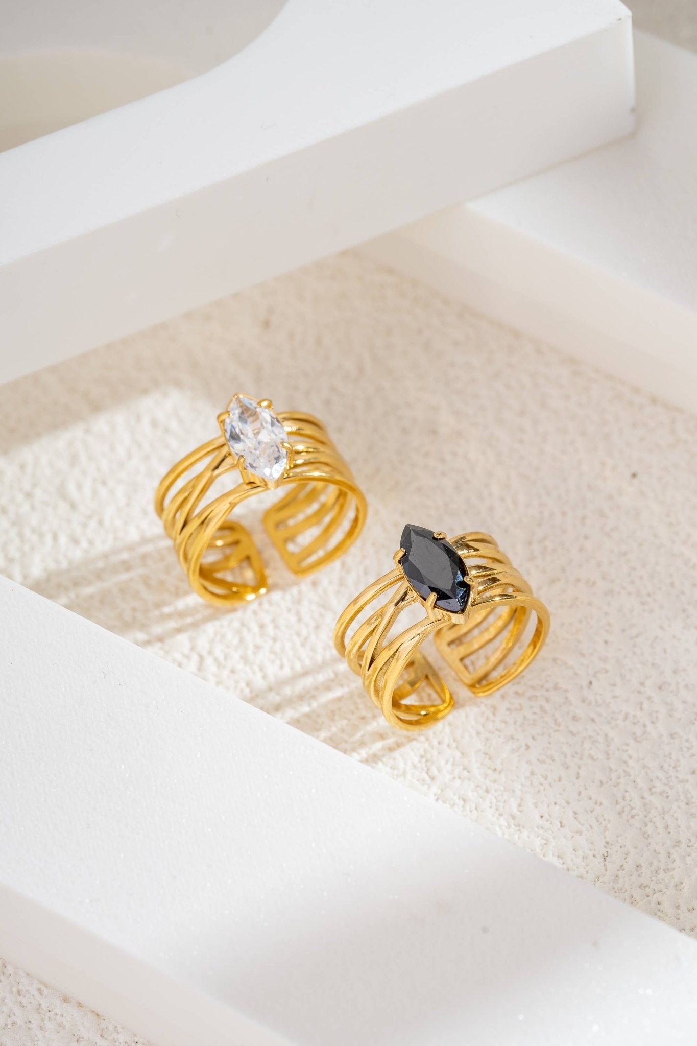 Bague dorée en acier inoxydable anneaux - Bijoux Bravo