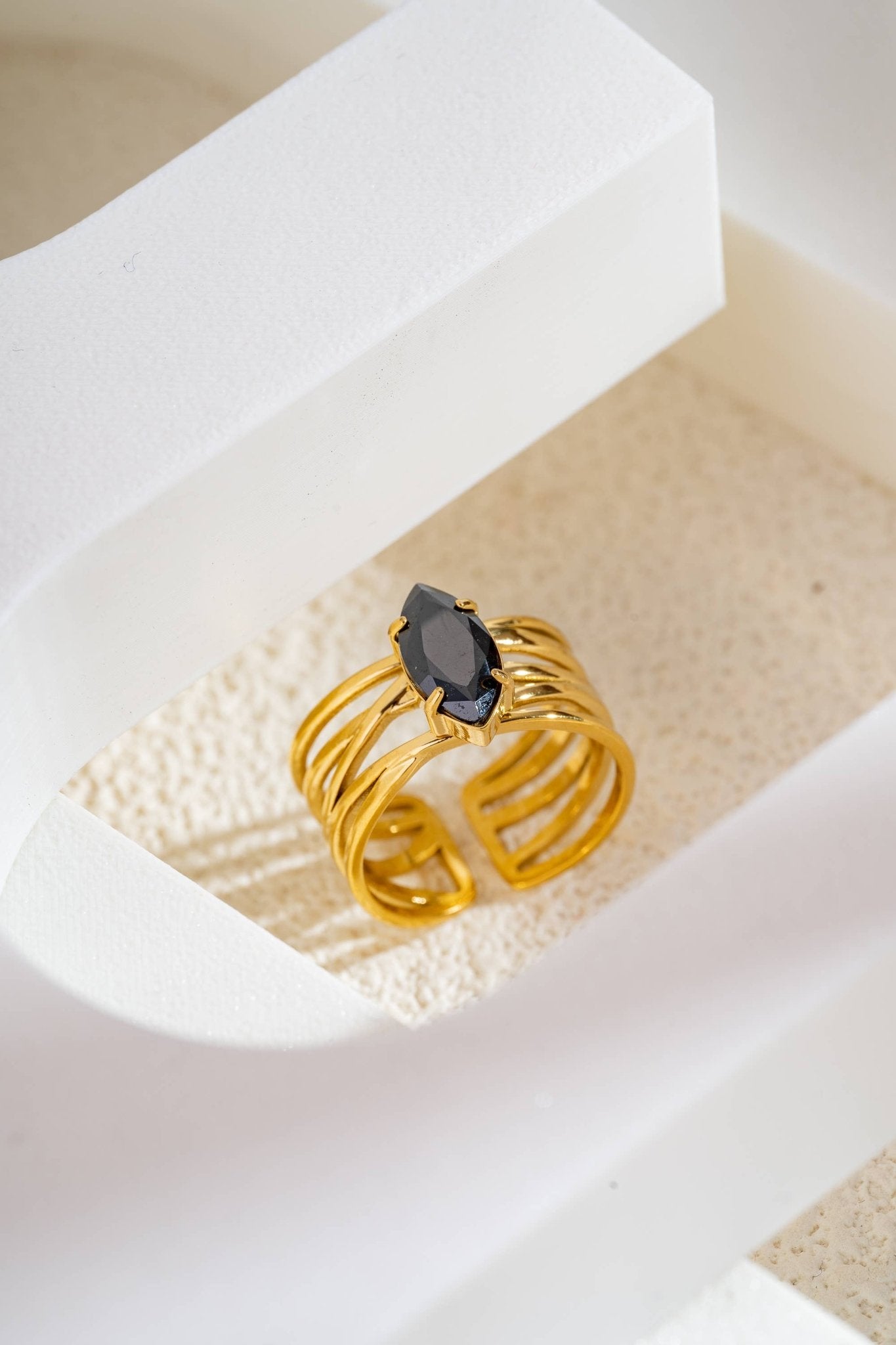Bague dorée en acier inoxydable anneaux - Bijoux Bravo