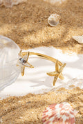 Bracelet Jonc Ajustable Acier Inoxydable Doré Étoiles de Mer - Bijoux Bravo